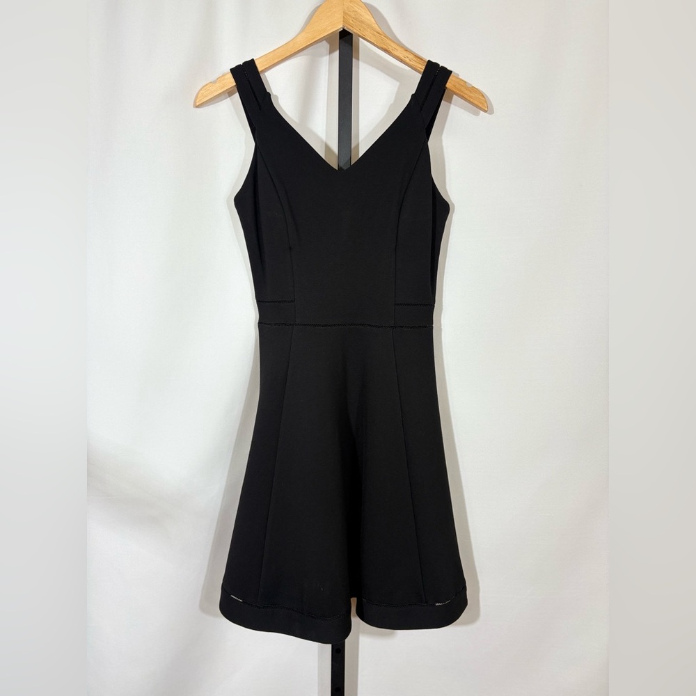 French Connection Lulu Stretch V Neck Strapless Black Dress Size 4